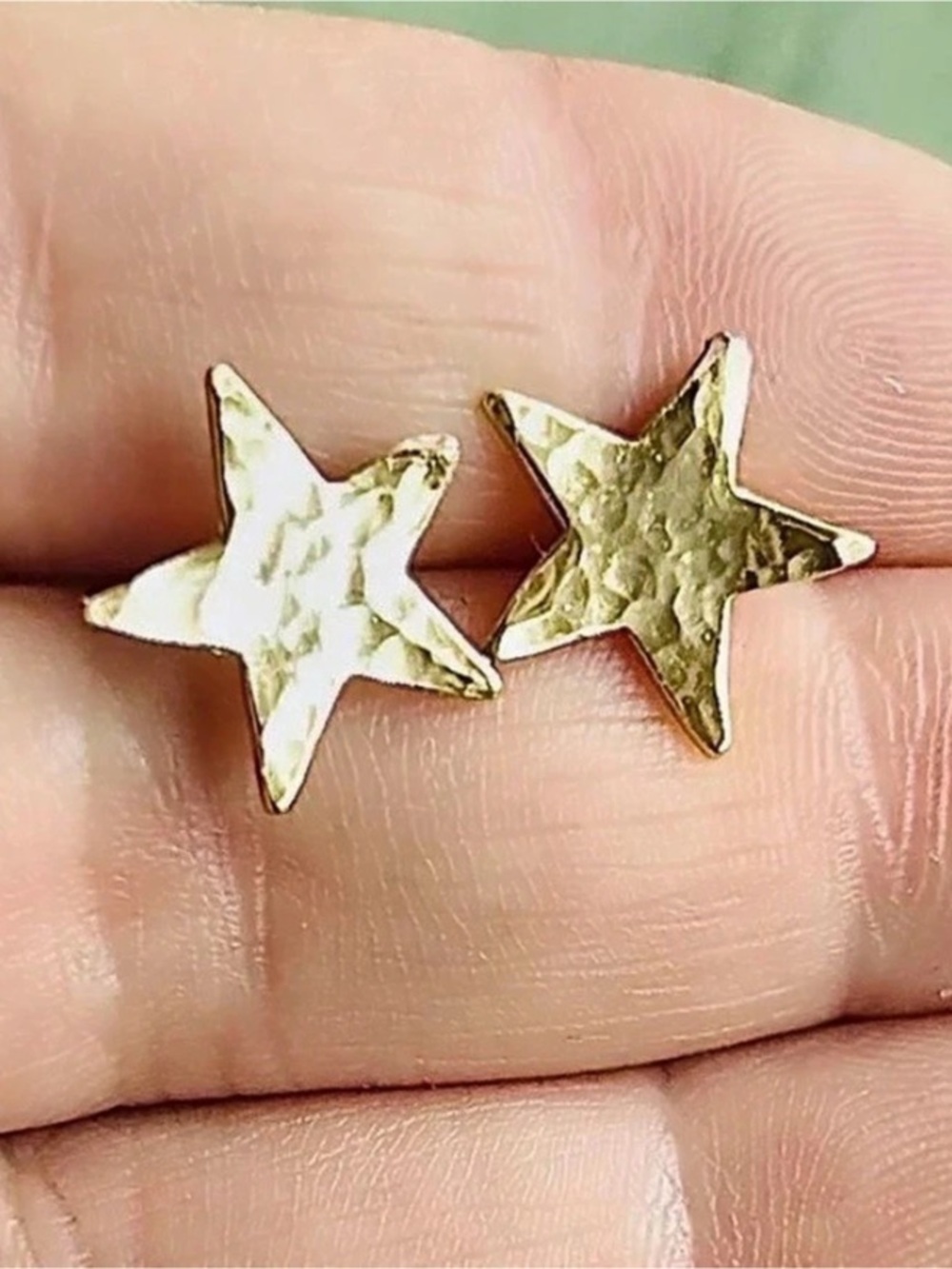 18K Hand Hammered Star Stud Earrings in Gold ✨ NWT✨Handmade Artisan✨